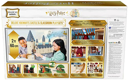 Wizarding World Harry Potter, Magical Minis Amazon Exclusive Deluxe Hogwarts Castle, 3 Classroom Playsets, 22 Accessories, 3 Figures, Lights & Sounds
