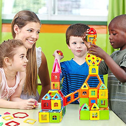 Upgraded Magnetic Blocks Tough Tiles STEM Toys for 3+ Year Old Boys and Girls Learning by Playing Games for Toddlers Kids, Compatible with Major Brands Building Blocks - STARTER SET