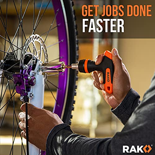 RAK Universal Socket Tool - Christmas Gifts for Men - Set of 15 with 1/4-to-3/4-inch Wrench Grip, T-Handle Ratchet Driver and 10 Screwdriver Bits - Stocking Stuffer Gifts for men, Husband, Handyman