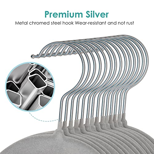 Velvet Hangers Non Slip Felt Hangers, DUDUCOFU 30 Pack Grey Velvet Hangers Clothes Hangers Space Saving Slim Hangers with 360 Degree Swivel Hook for Suits Coats, Jackets, Pants, and Dress Clothes