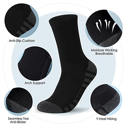 Airacker Athletic Socks Sport Running Calf Socks Performance Cushioned Breathable Crew Socks for Men Women(6 Pairs)