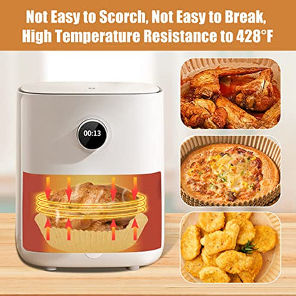 Air Fryer Disposable Paper 100 Pcs 6.3inch Round Non-Stick Paper Prime Oil-proof Parchment Paper Cooking Paper for Fryers Basket Frying Pan Microwave Oven
