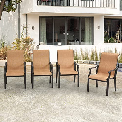 Erinnyees 4 PCS Outdoor Textilene Dining Chairs, Coated Metal Frame Textilene Chair with High Back and Armrest for Patio, Deck, Yard and Poolside…