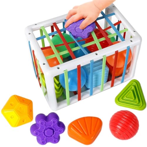 SEPHIX Montessori Sensory Toys for 1 Year Old, Baby Sorter Toy Activity Cube with Sensory Blocks, Autistic Children Learning Toys for Toddler Girls Boys Gifts, Infant Baby Travel Toys 6-12-18 Months