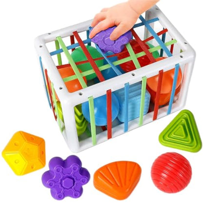 SEPHIX Montessori Sensory Toys for 1 Year Old, Baby Sorter Toy Activity Cube with Sensory Blocks, Autistic Children Learning Toys for Toddler Girls Boys Gifts, Infant Baby Travel Toys 6-12-18 Months