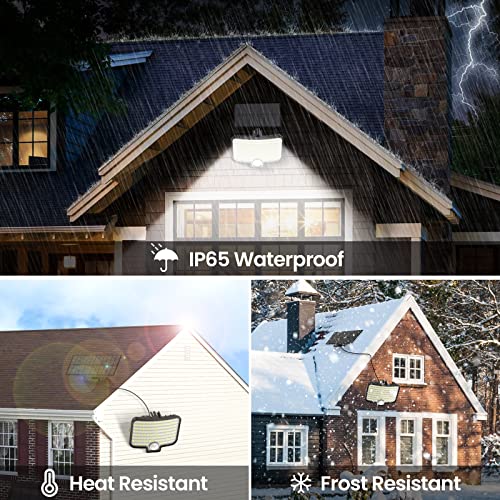Solar Lights Outdoor 7500K, 120 LED Motion Sensor Solar Wall Light with 16.5ft Cable, IP65, 3 Modes Solar Flood Security Lights 150° Wide Angle Illumination for Patio, Garage, Porch, Yard (2 Packs)