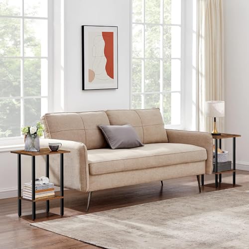 Himix End Tables Living Room Set of 2, Side Tables 2-Tier Bed Side Table/Night Stand, Living Room Furniture Bedside Tables Set for Sofa, Couch, Small Space, Bedroom, Garden, Office, Easy Assembly