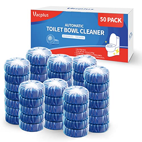 Vacplus Toilet Bowl Cleaners Tablet - 50 PACK, Automatic Toilet Cleaners for Deodorizing & Descaling, Long-Lasting Toilet Bowl Cleaner Tablets with Sustained-Release Technology Against Tough Stains