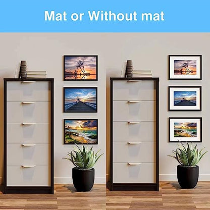 Framenow 8x10 Picture Frame Set of 12, Display 5x7 with Mat or 8x10 Without Mat, Horizontal or Vertical Display,To Wall and Tabletop Mounting Photo Frames,Black.