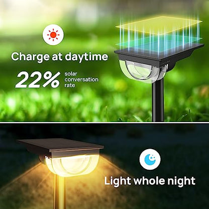 Consciot Solar Pathway Lights Outdoor 6 Pack, IP65 Solar Lights Outdoor Waterproof, Solar Garden Outdoor Solar Lights for Yard Path Walkway Driveway