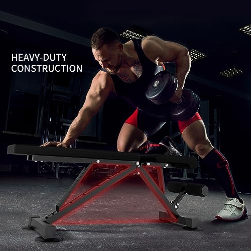 Wesfital Weight Bench Workout Bench for Incline Decline Exercise 500LBS Weight Capacity Home Gym Bench Fast Folding