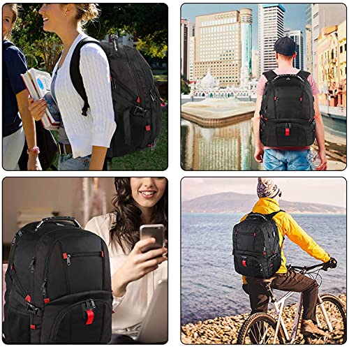 YOREPEK Travel Backpack, Extra Large 50L Laptop Backpacks for Men Women, Water Resistant College Backpack Airline Approved Business Work Bag with USB Charging Port Fits 17 Inch Computer, Black