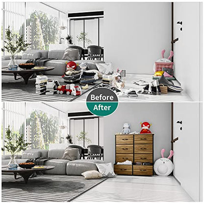YITAHOME Dresser with 8 Drawers - Fabric Storage Tower, Organizer Unit for Bedroom, Living Room, Hallway, Closets - Sturdy Steel Frame, Wooden Top & Easy Pull Fabric Bins, Burlywood Grain
