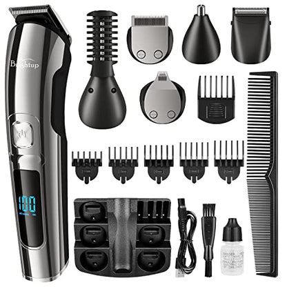 Brightup Beard Trimmer for Men - 19 Piece Mens Grooming Kit with Hair Clippers, Electric Razor, Shavers for Mustache, Body, Face, Nose and Ear Hair Trimmer, Gifts for Men, FK-8688T