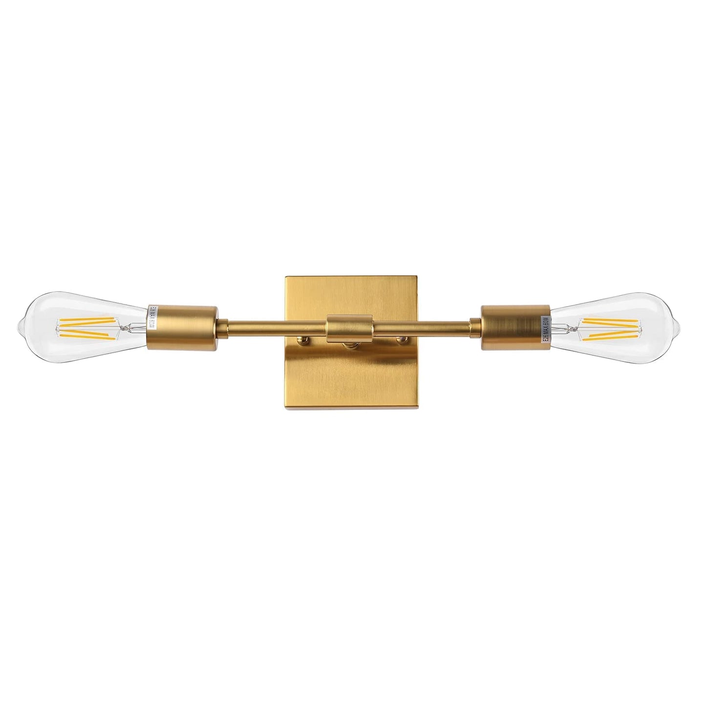 Lanhall Gold Bathroom Light Fixtures, 2 Light Mid Century Modern Bathroom Vanity Lighting Brushed Brass Wall Sconce Lights for Bathroom, Mirror, Bedroom, Living Room, Hallway, Entryway E26 Base