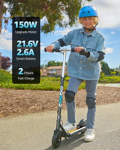 Gyroor H30 Max Electric Scooter for Kids Ages 8-12, 150W Powerful Motor, Bluetooth Music, Dual Brake System, Adjustable Height and Speed, Best Gifts for Kids