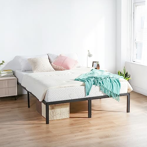 Olee Sleep 18 Inch Heavy Duty Steel Slat Anti-Slip Support, Easy Assembly Platform Bed frame, Noise Free Steel Mattress Foundation, Maximum Storage, No Box Spring Needed, Black, King Size