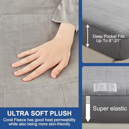 Guohaoi Heated Mattress Pad Full Size - Coral Fleece Electric Heated Mattress Pad with Single Controller, 5 Heat Setting, 10-Hour Auto-Off，Perfect for Cold Sleepers-Fits 21 inches, 75''x54''