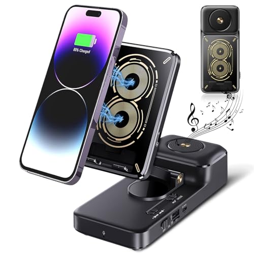 MepvabKY Bluetooth Speaker with Wireless Charging & Phone Stand,HD Surround Sound Perfect for Home and Outdoors,Cool Tech Kitchen Gadgets,Gift for Men,Women,Speaker for iPhone/Samsung/iPad