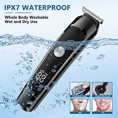AMULISS Beard Trimmer for Men, Hair Clipper Trimmer for Men, Waterproof Mens Beard Grooming Kit, Cordless Barber Clippers for Hair Cutting with Nose Trimmer, Electric Razor, Body Shaver