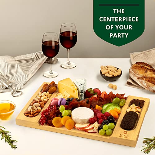 ROYAL CRAFT WOOD Charcuterie and Cheese Board - Large Bamboo Cheese Board - Serving Tray Platter - House Warming Gifts New Home - 15.5 x 10 inch