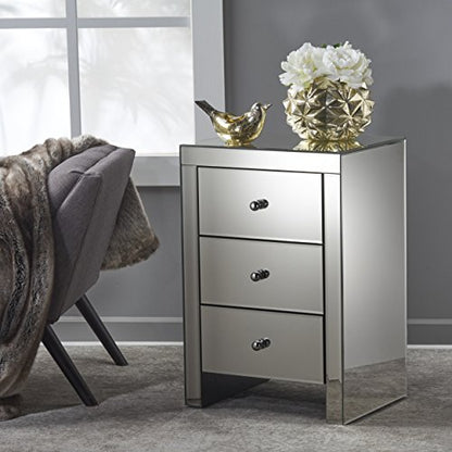 Christopher Knight Home Fianna Classic Mirror Finished 3-Drawer Side Table, Mirror