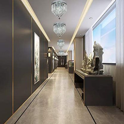 Nobranded Mini Crystal Chandelier Flush Mount Ceiling Light for Bedroom, Hallway, Bar, Kitchen, Bathroom Pendant Lamps