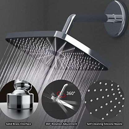 Shower Head,12 Inch Rain Shower Head High Pressure,Rainfall Detachable Waterfall Showerhead,Rain Setting Pressure Boosting High Flow Large Shower Head,Big Square Bathroom Ceiling Shower Head