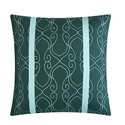 Chic Home Vivaldi 20 Piece Comforter Set Medallion Quilted Embroidered Design Complete Bag Bedding, Queen Green