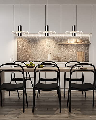 OKELI Modern Pendant Light Kitchen Island, Black Pendant Light Dimmable LED Mini Pendant Light, 6W Pendant Lighting Bar Lights Flower for Bedroom Dining Room