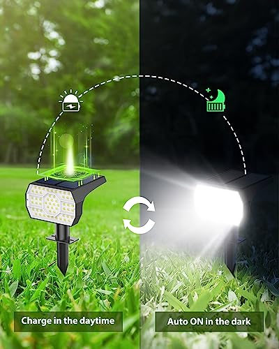 Kaxiida Solar Spot Lights Outdoor Waterproof, 56 LED Solar Garden Pathway Lights for Outside Yard Pool Decorative, 3 Lighting Modes Solar Powered Landscape Lights Dusk to Dawn - 6 Pack