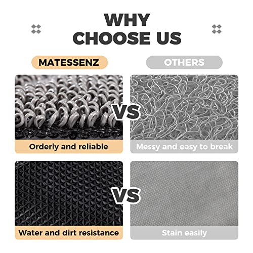 MatEssenz Front Door Mat, Durable Hello Door Mat Outdoor, Resist Dirt Welcome Mat for Shoes Scraper, Low Profile Indoor Door Mats, Doormat for Entrance, Garage, High Traffic Area(24X36, Grey)