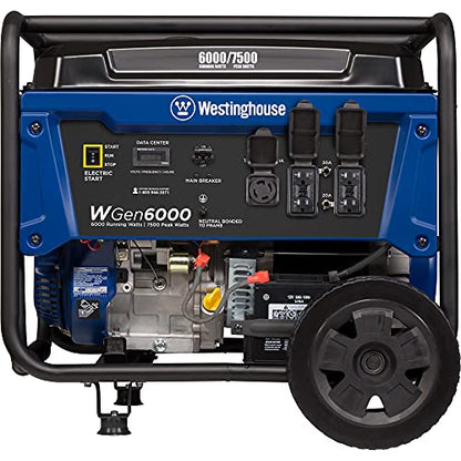 Westinghouse Outdoor Power Equipment 7500 Peak Watt Home Backup Portable Generator, Transfer Switch Ready 30A Outlet, Gas Powered, CARB Compliant
