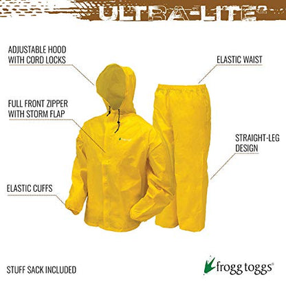 FROGG TOGGS Men's Standard Ultra-Lite2 Waterproof Breathable Rain Suit, Yellow, Medium