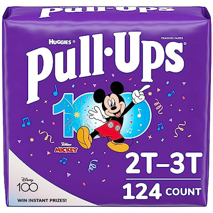 Pull-Ups Boys' Potty Training Pants, 2T-3T (16-34 lbs), 124 Count (4 Packs of 31), Packaging May Vary