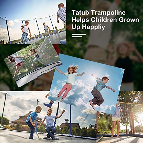 Tatub 15 16 FT Trampoline with Enclosure Net, Basketball Hoop and Ladder, Outdoor Family Jumping Trampoline for 6-8 Kids Light Grey