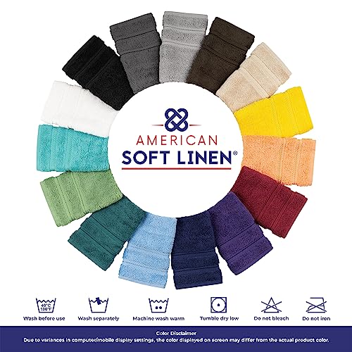 American Soft Linen Luxury 6 Piece Towel Set, 2 Bath Towels 2 Hand Towels 2 Washcloths, 100% Turkish Cotton Towels for Bathroom, Black Towel Sets