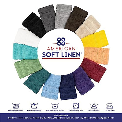 American Soft Linen Luxury 6 Piece Towel Set, 2 Bath Towels 2 Hand Towels 2 Washcloths, 100% Turkish Cotton Towels for Bathroom, Black Towel Sets