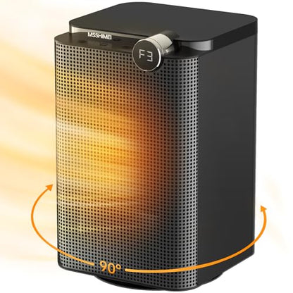 Space Heater, 90° oscillation portable heater, 1500W PTC electric heater with thermostat,1-12H Timer, fast and safe heating, small room heaters with heating and fan modes for bedroom, office, indoor