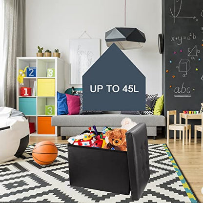 eMOUSE Storage Ottoman Folding Ottomans Footrest Ottoman for Living Room Bedroom Room Small Bench Storage Ottoman Cube Black L17W13H13IN