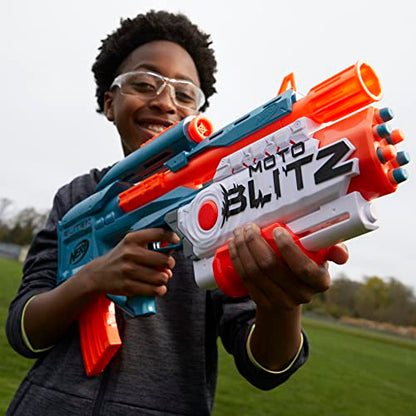 NERF Elite 2.0 Motoblitz Blaster with Scope, Motorized 10-Dart Blasting, Airblitz 6 Darts, Outdoor Toys for 8 Year Old Boys & Girls