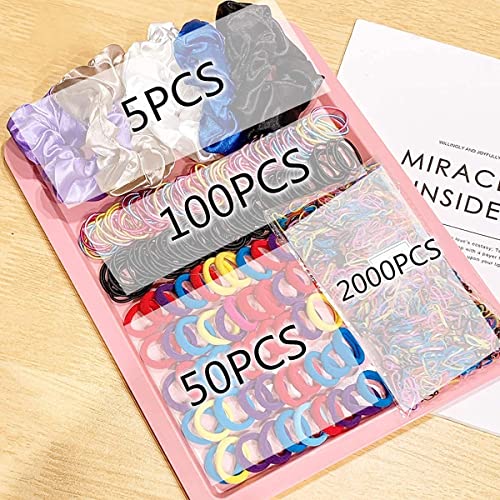 YANRONG Ponytail Holders and Scrunchies For Girls and Women, Traceless Elastic Ropes and Rubber Bands For Hair, Baby and Kids (2155PCS) Mix
