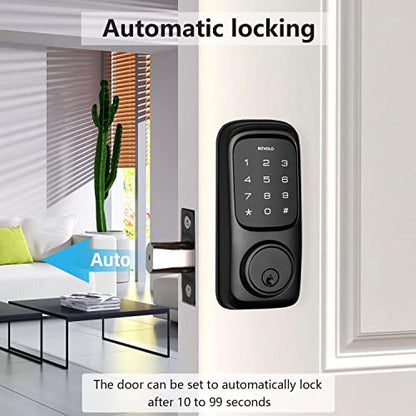 Revolo Door Locks with Touchscreen Keypads, Keyless Entry Door Lock, Electronic Keypad Deadbolt for Front Door, BHMA Certified, All-Metal Construction, Auto Lock, Easy to Install, Matte Black