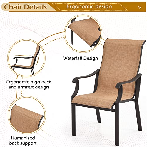 Erinnyees 4 PCS Outdoor Textilene Dining Chairs, Coated Metal Frame Textilene Chair with High Back and Armrest for Patio, Deck, Yard and Poolside…