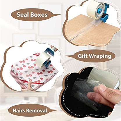 24 Roll No Noise Clear Quiet Packing Tape, 1.9'' x 54.7 Yards, Clear Silent Packing Tape Heavy Duty Packaging Tape with Packing Tape Dispenser Gun, Noiseless Shipping Tape for Moving Boxes Wrapping