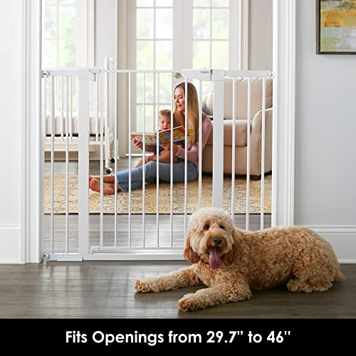 Cumbor 36" Extra Tall Baby Gate for Dogs and Kids with Wide 2-Way Door, 29.7"- 46" Width, and Auto Close Personal Safety for Babies and Pets, Fits Doorways, Stairs, and Entryways, White