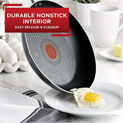 T-fal Initiatives Nonstick Cookware Set 18 Piece Oven Broiler Safe 350F Pots and Pans, Dishwasher Safe Black