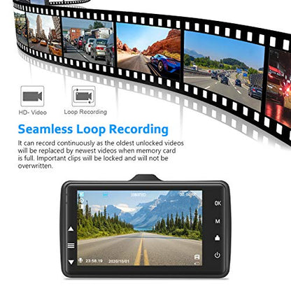 Dash Cam Front with 32G SD Card, BOOGIIO 1080P FHD Car Driving Recorder 3'' IPS Screen 170°Wide Angle Dashboard Camera Aluminum Alloy Case, WDR G-Sensor Parking Monitor Loop Recording Motion Detection