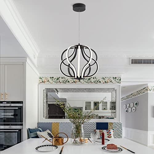 Modern LED Chandelier Black Hanging Pendant Lights, Easy Install Suitable for Dining Room Living Room Bedroom Kitchen and Corridor (10 Light, Black)