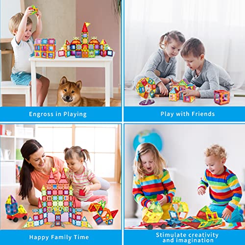 NUTSBALL Magnetic Tiles 120 PCS, Magnet Building Blocks for Kids, STEM Construction Set, Educational Learning Toys for Toddlers, Birthday Gifts for Children Ages 3 Years +